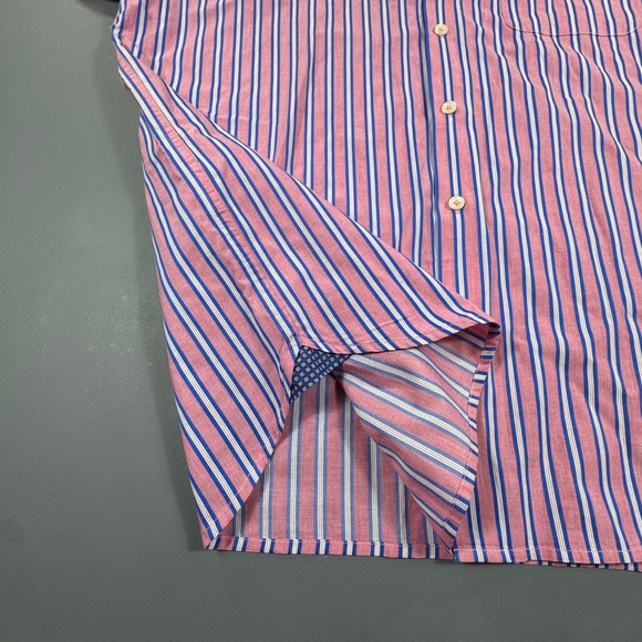 Tommy Bahama Mens Medium Pink Blue Stripe Button‎ Down Shirt 100% Pima Cotton - Picture 6 of 8